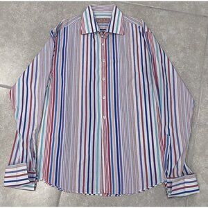 Thomas Pink jermyn street london white Multi Color stripe Size 15/38 French Cuff